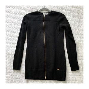 Calvin Klein Black Waffle Knit Zip Cardigan
